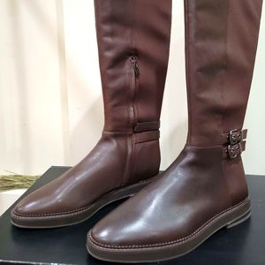 DKNY Women's Leather Knee -High  Lena Boots in brown and black.